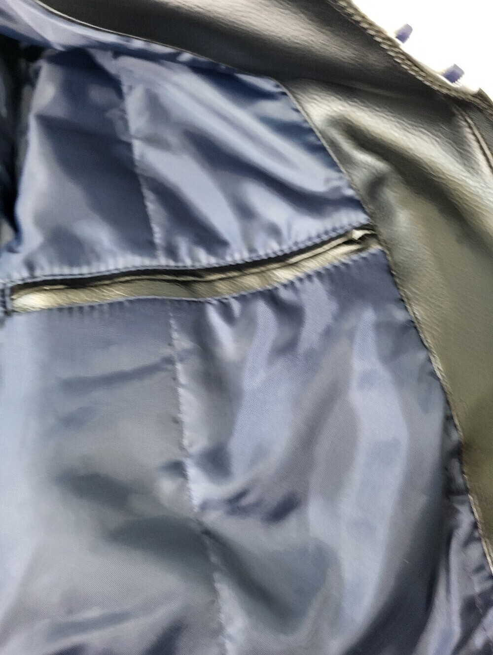 NFL Patriots Navy and Gray Leather Jacket. Faux Leather. Mens Large - Picture 12 of 16